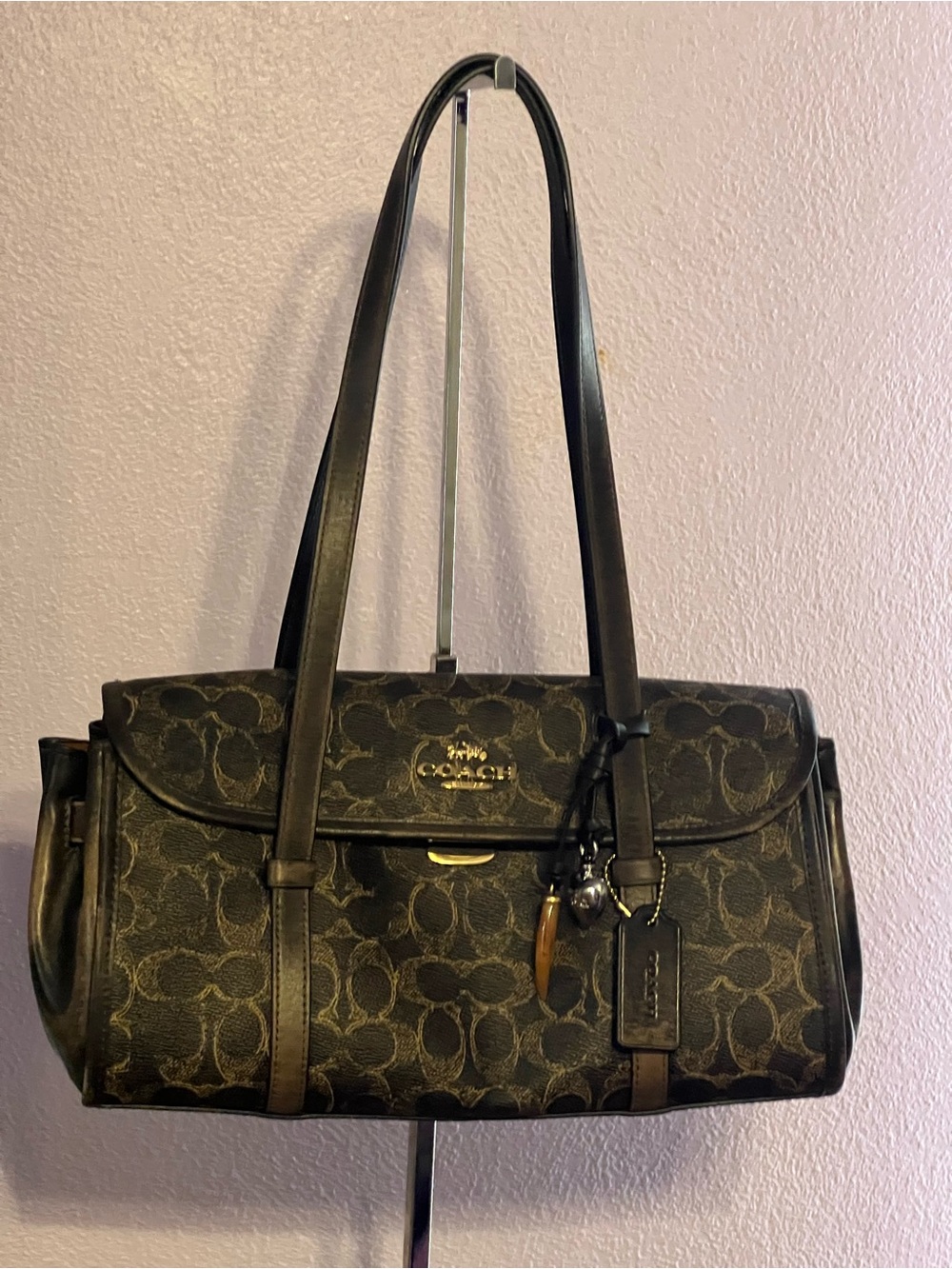 COACH Black Signature Loved Leather Shoulder Bag - Picture 2 of 5